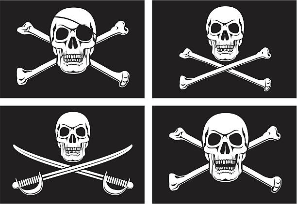 ilustraciones, imágenes clip art, dibujos animados e iconos de stock de pirata flags - pirate flag