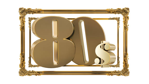 istock golden eighty dollars on a golden baroque frame isolated on white background, 1657219235