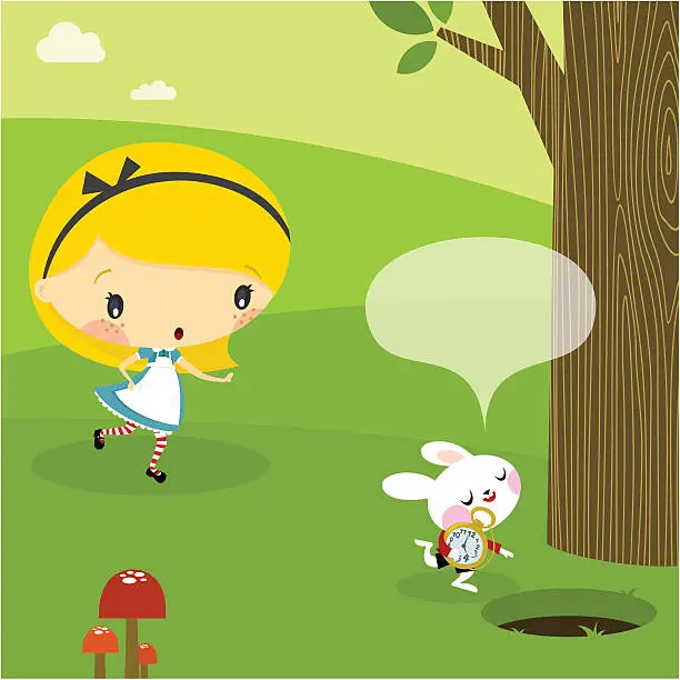 Vector illustration of Alice in Wonderland. Part 1