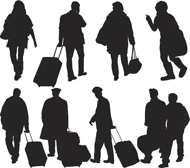 Vector illustration of Passengers with their luggage