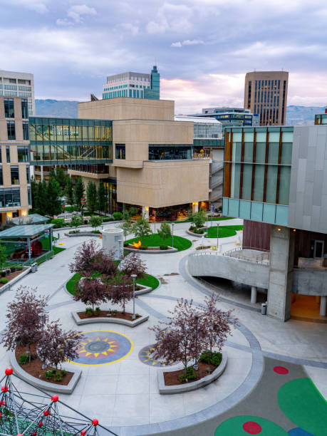 Idaho skyline and city gathering areas in Boise