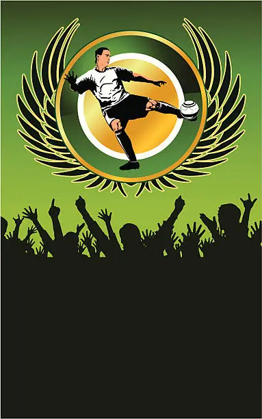 Vector illustration of Soccer player poster - volleying