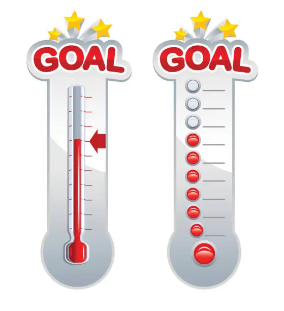 Vector illustration of Goal Thermometers