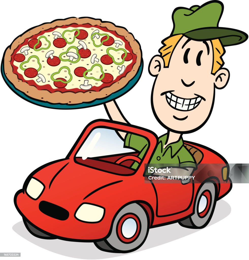 Pizza Giao Hàng Guy Trong Xe Hơi Hình minh họa Sẵn có - Tải xuống ...