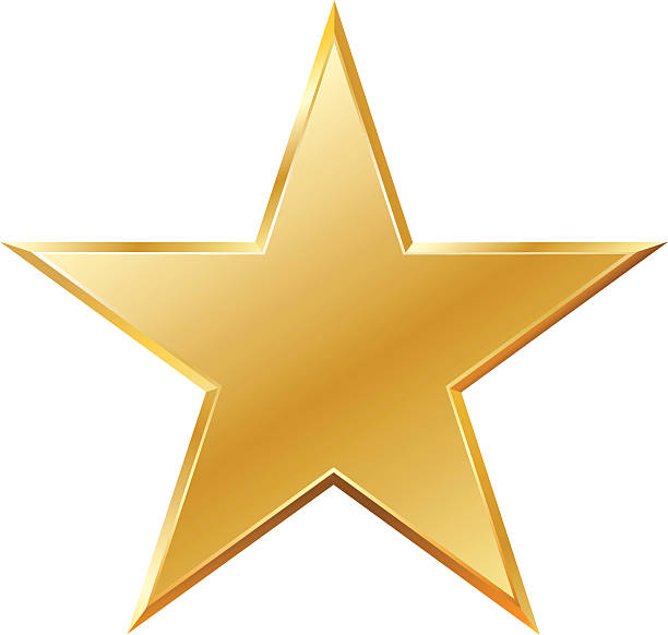 All Star Gold Vector dimensional metallic gold star for your design needs. star stock illustrations