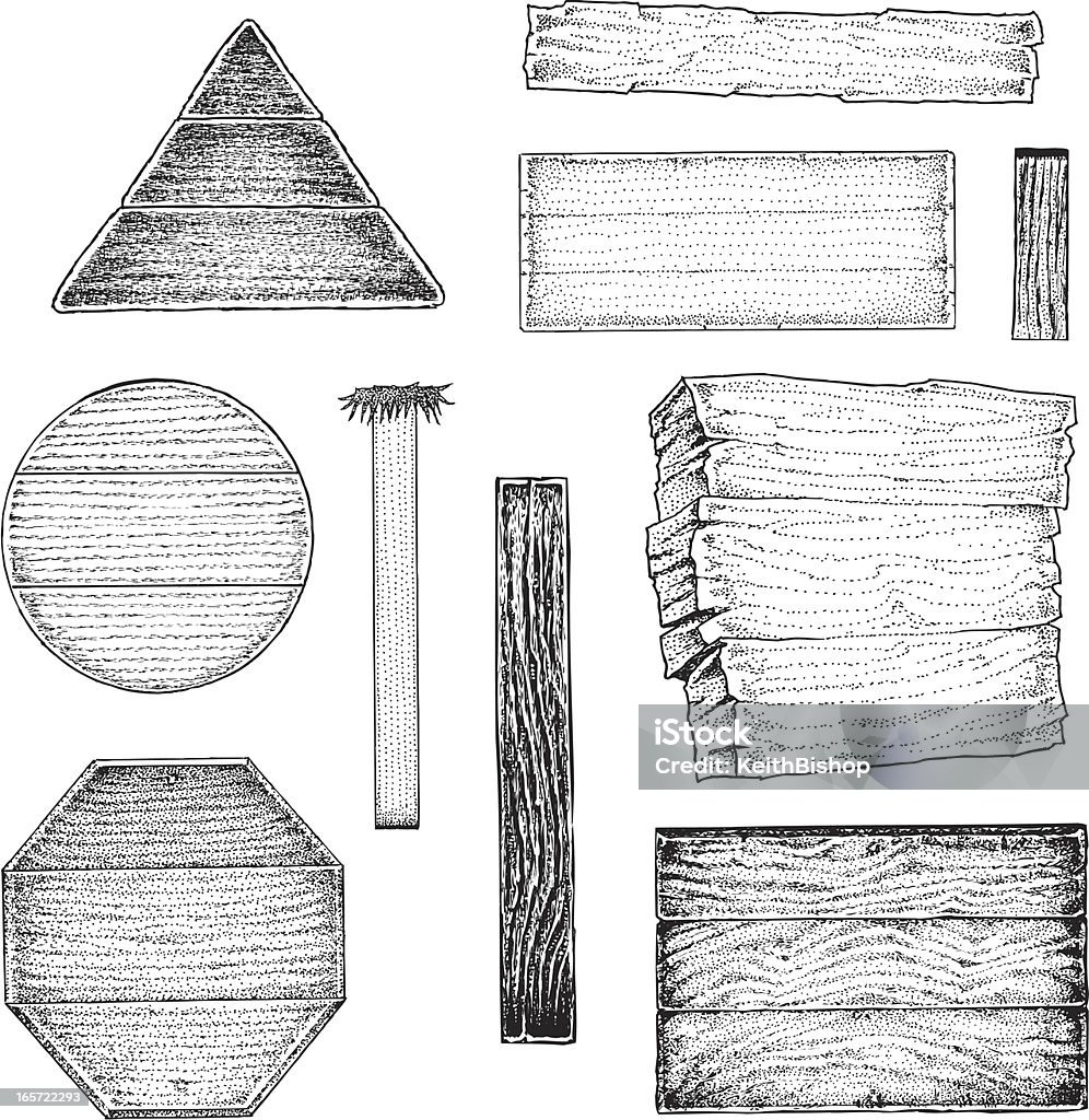 Wood Signs and Posts Wood Signs and Posts. Pen and ink illustrations of various wood signs and boards. Plank - Timber stock vector