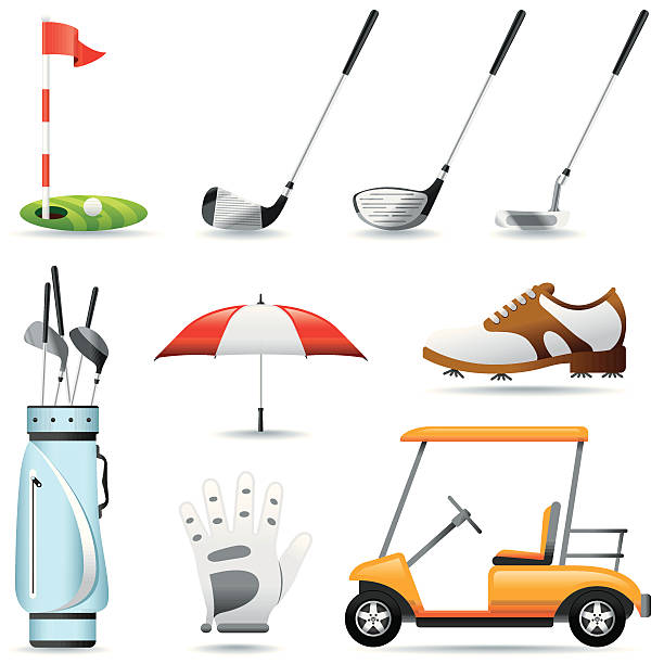 Icon Set, golf Icon Set, a lot of golf things on white background, make in adobe Illustrator (vector) golf glove stock illustrations