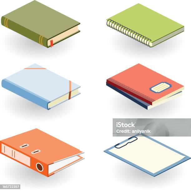 Vetores de Livros Etc e mais imagens de Caderno de Anotação - Caderno de Anotação, Livro, Projeção isométrica