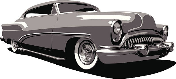 illustrazioni stock, clip art, cartoni animati e icone di tendenza di primi anni'50 buick automobile - porsche classic sports car obsolete
