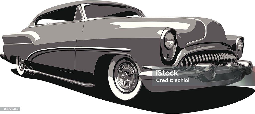 Early 1950's Buick Automobile Vector illustration of a 1952 American Buick Automobile. Clipping Path on Vehicle.  Vintage Car stock vector