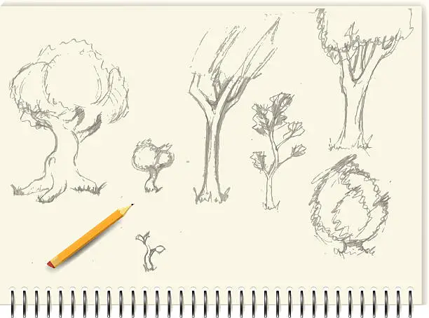 Vector illustration of Sketches - Trees