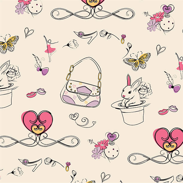 girly pattern design vector art illustration