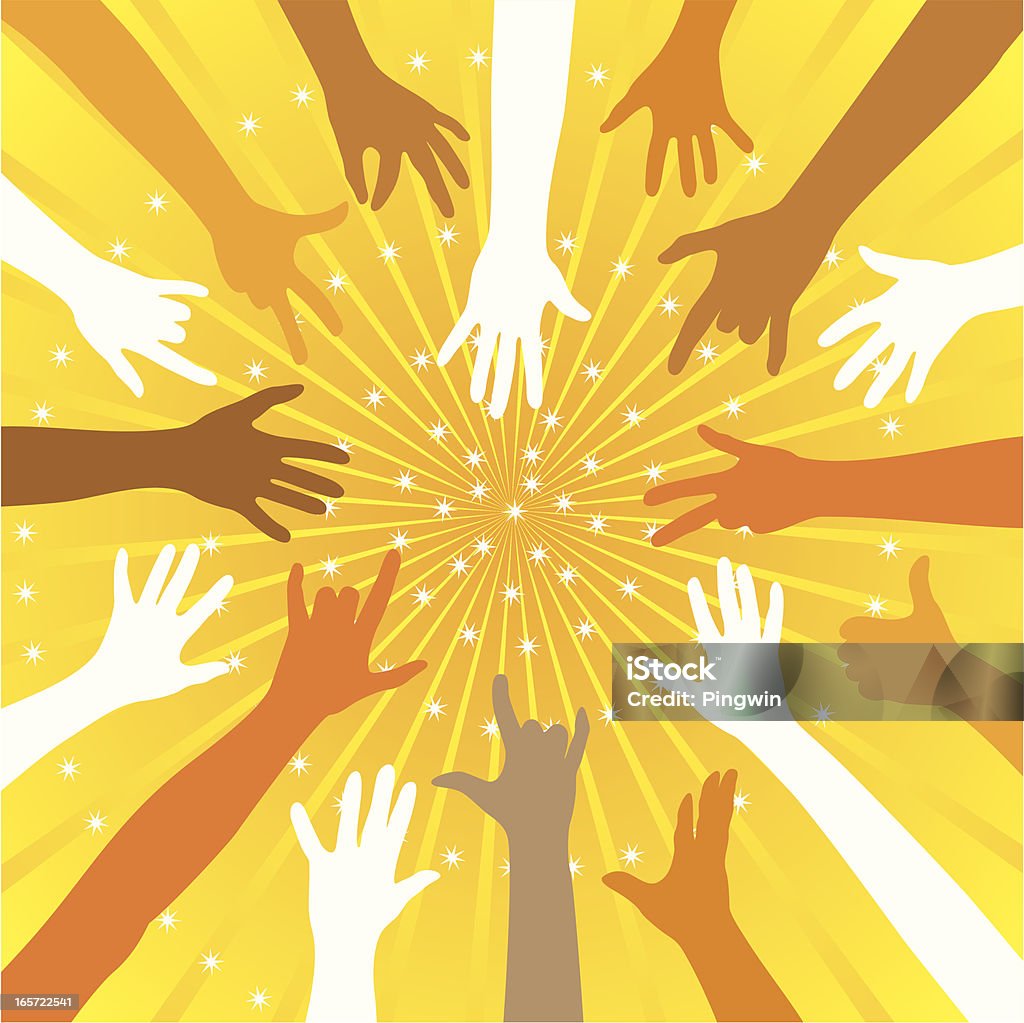 Hand signs background hand signs on the lighting background.  Sunbeam stock vector