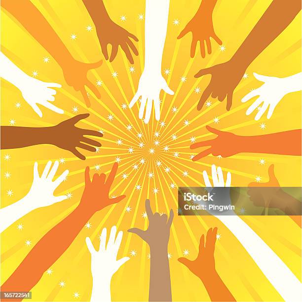 Hand Signs Background Stock Illustration - Download Image Now - Sunbeam, Reach For The Stars, Vitality