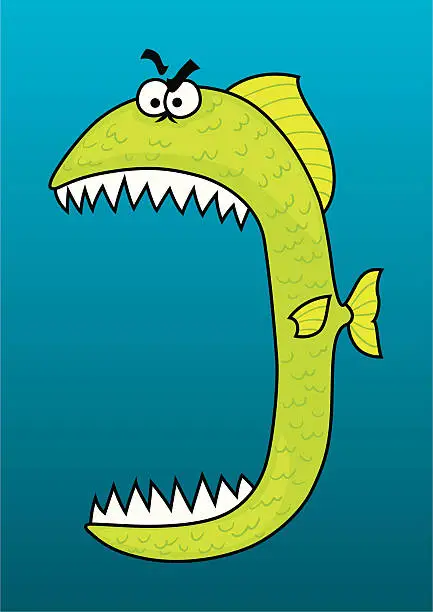 Vector illustration of big mouth fish