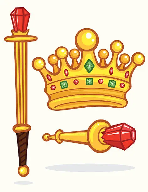 Vector illustration of Crown and Scepter