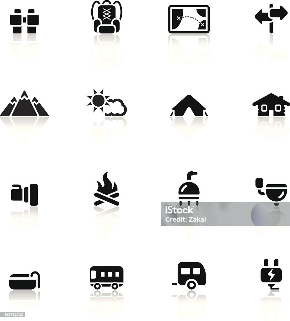 Conjunto de iconos de viajes de acampada y 2/3/Simple colección - arte vectorial de Agua libre de derechos