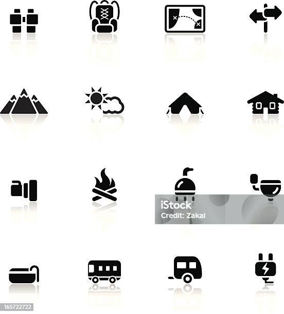 캠핑 및 여행 아이콘 세트 2 3 Simple 컬레션 0명에 대한 스톡 벡터 아트 및 기타 이미지 - 0명, 검은색, 공공건물