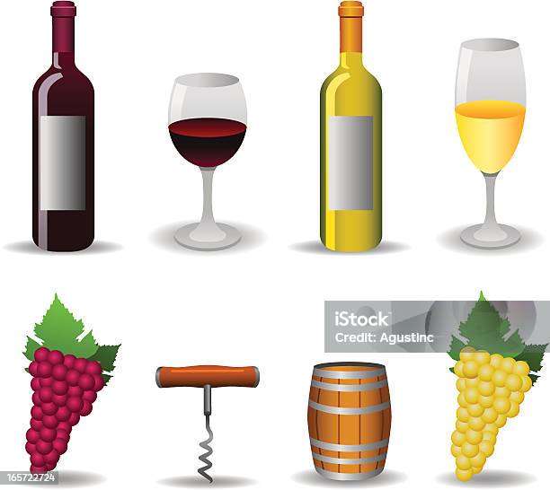Conjunto De Vinhos - Arte vetorial de stock e mais imagens de Copo de Vinho - Copo de Vinho, Bebida, Bebida Alcoólica