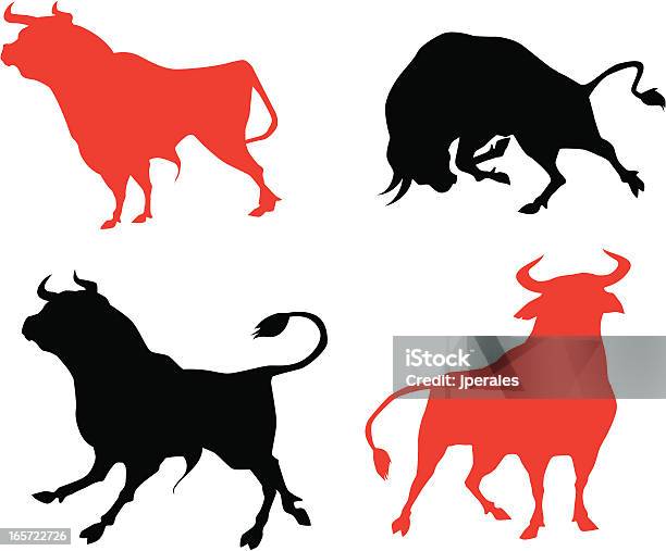 Bull Silhouettes De Vecteurs libres de droits et plus d'images vectorielles de Taureau - Taureau, Silhouette - Contre-jour, Corrida