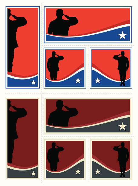 국가주의 병정 설정 - veteran military armed forces saluting stock illustrations