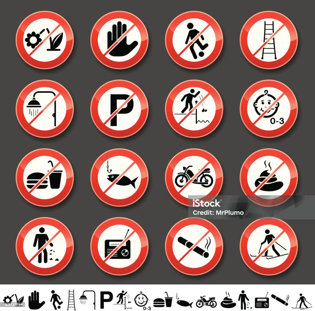 One Sign Prohibited Sign Prohibited Signs Stock Illustration - Download Image Now - Forbidden ...