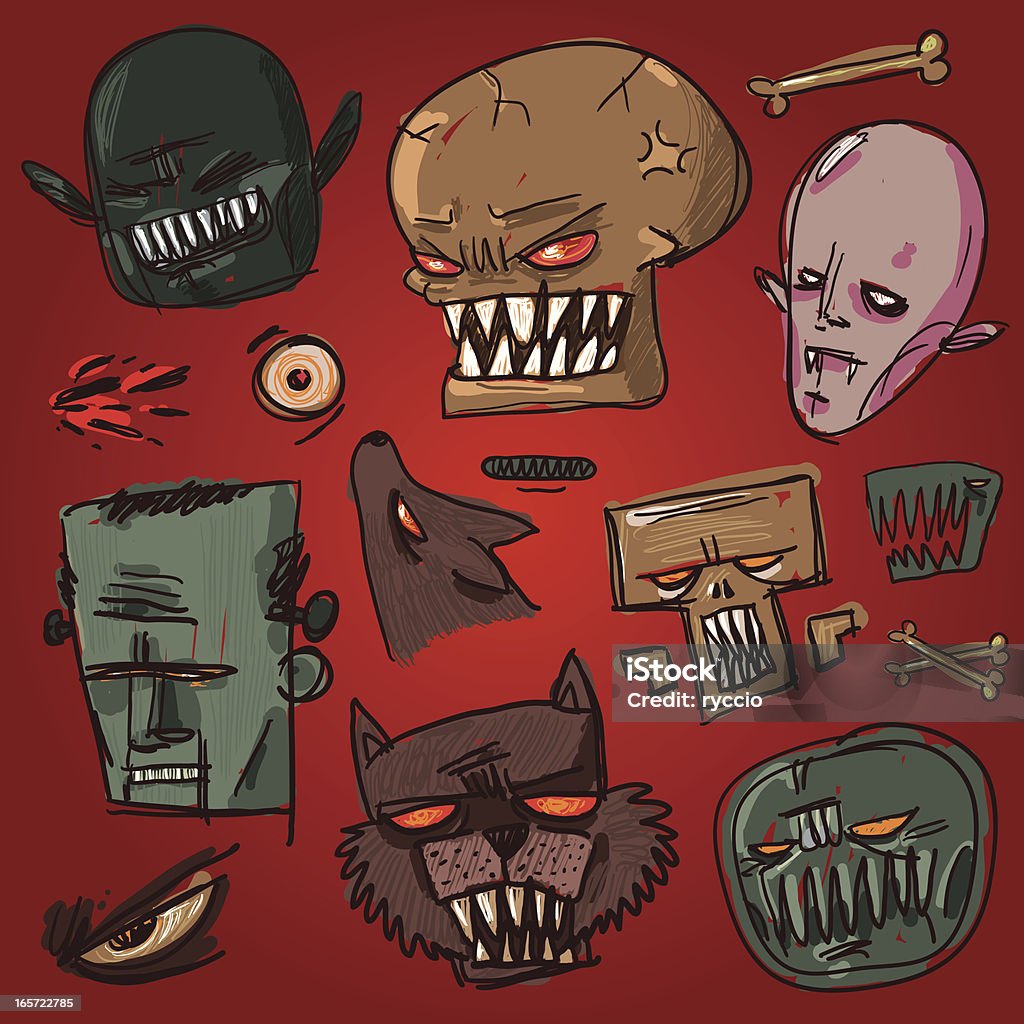 Evil design elements A lot of evil design elements and faces. Animal stock vector