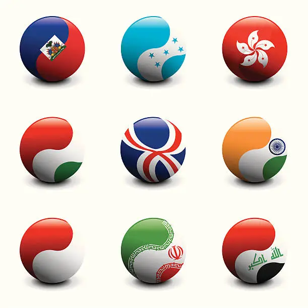 Vector illustration of Group of Crystal Ball Flags