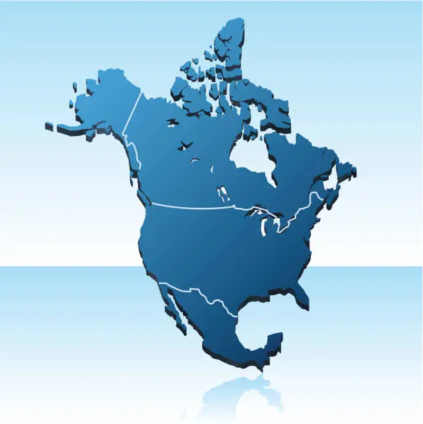 Vector illustration of North America Map 3D