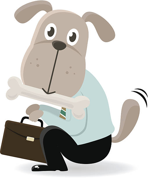 illustrazioni stock, clip art, cartoni animati e icone di tendenza di business mordere un cane ossa e elemosina - cane morde coda