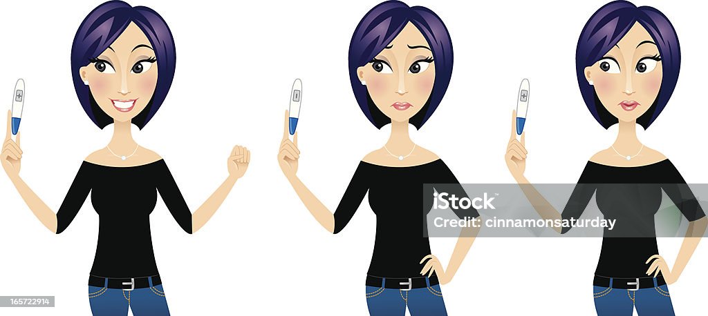 Asiatique femme avec test de grossesse - clipart vectoriel de Adulte libre de droits