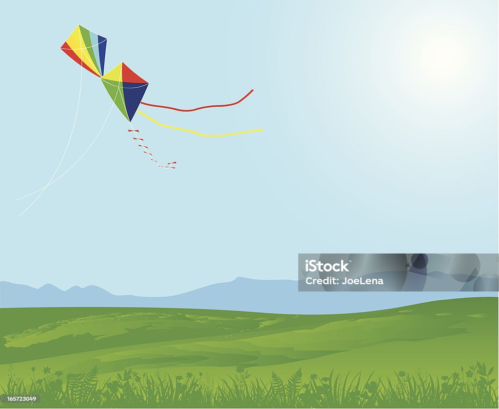 메도, 푸른 하늘, Kites - 로열티 프리 2 벡터 아트