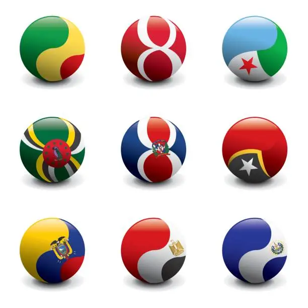 Vector illustration of Group of Crystal Ball Flags