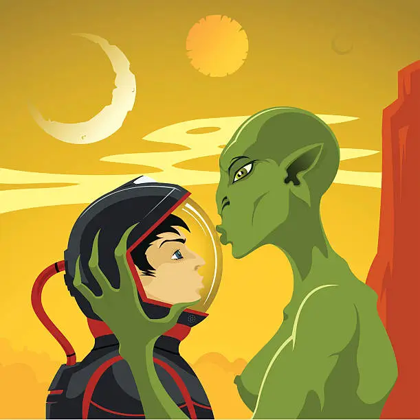 Vector illustration of Alien kiss