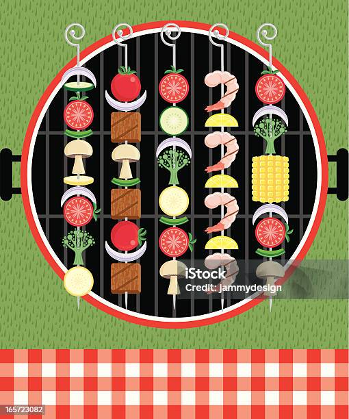 Kebabs Sur Le Grill Vecteurs libres de droits et plus d'images vectorielles de Grillade - Grillade, Légume, Barbecue