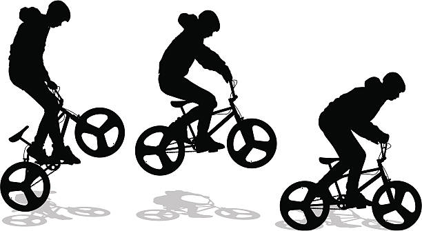 bmx rowerzysta, ściskają sobie bunny hop - bmx cycling bicycle cycling jumping stock illustrations