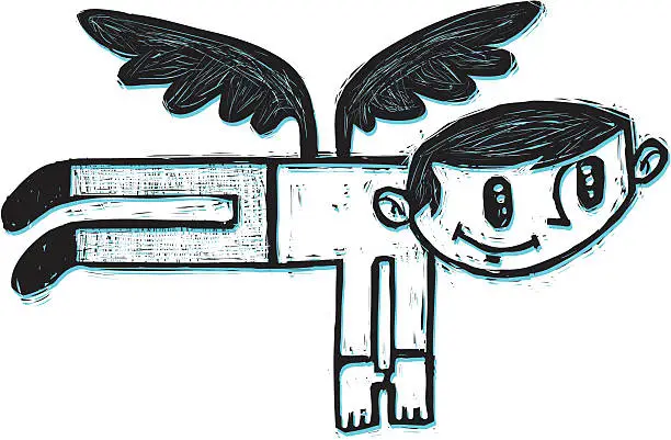 Vector illustration of Angel boy