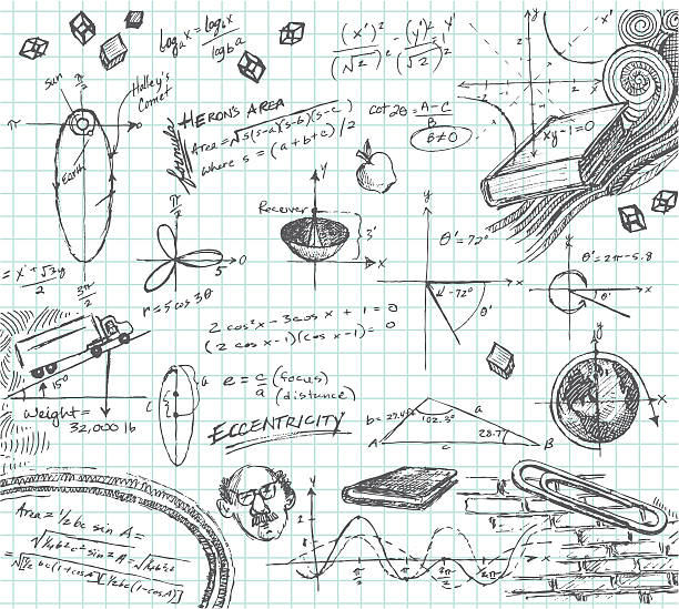 trigonometrie matematická třída čmáranice - domácí úkol stock ilustrace