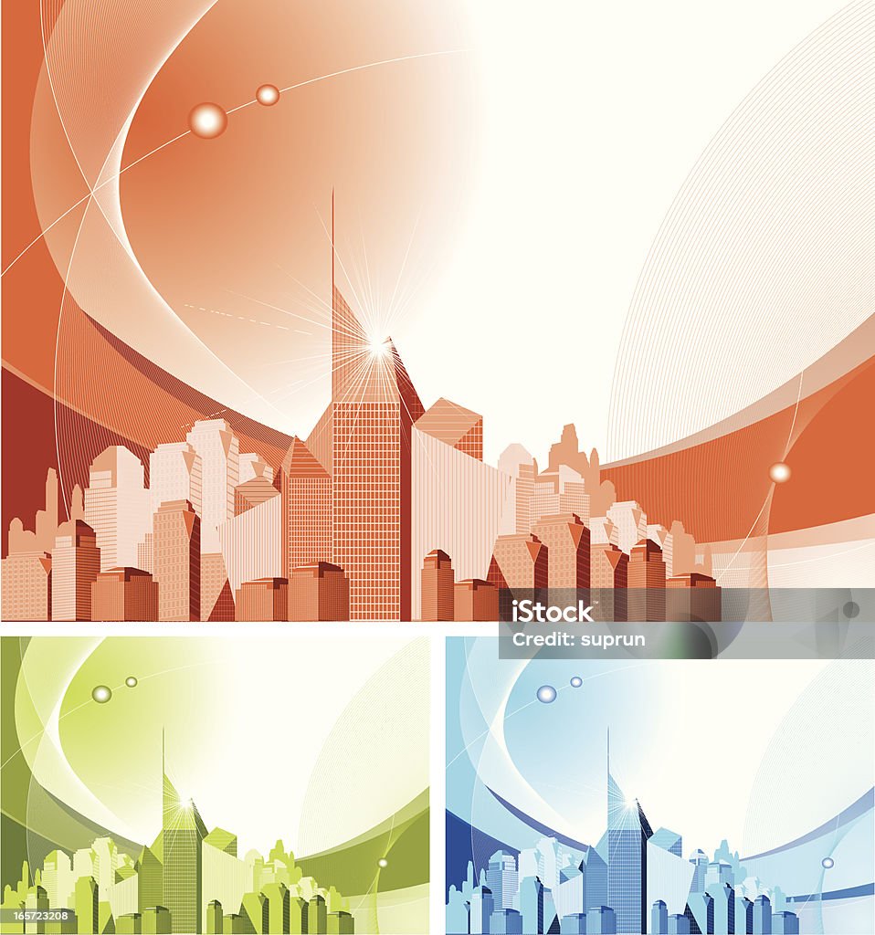 Abstract Generic Downtown. Set of Three Generic Urban Scene. AI CS3 and high resolution JPEG included. Generic - Description stock vector
