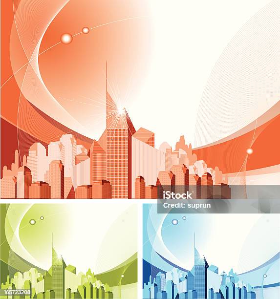 Abstract Generic Downtown Set Of Three Stock Illustration - Download Image Now - Generic - Description, Generic Location, Urban Skyline