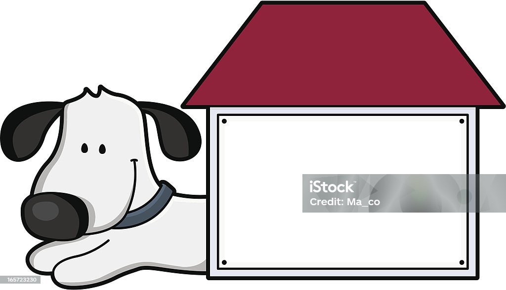 / doghouse dos desenhos animados com sinal em branco para texto - Vetor de Canil - Equipamento para animal de estimação royalty-free