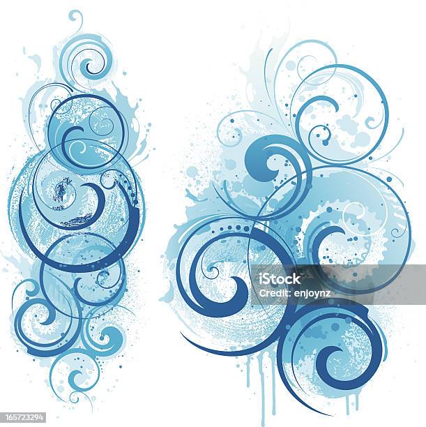 Decorative Blue Splash Motif Designs Stock Illustration - Download Image Now - Backgrounds, Blue, Blue Background