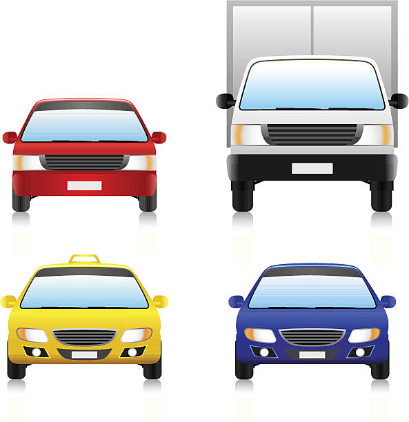 Image of four different types of common road vehicles vector art illustration