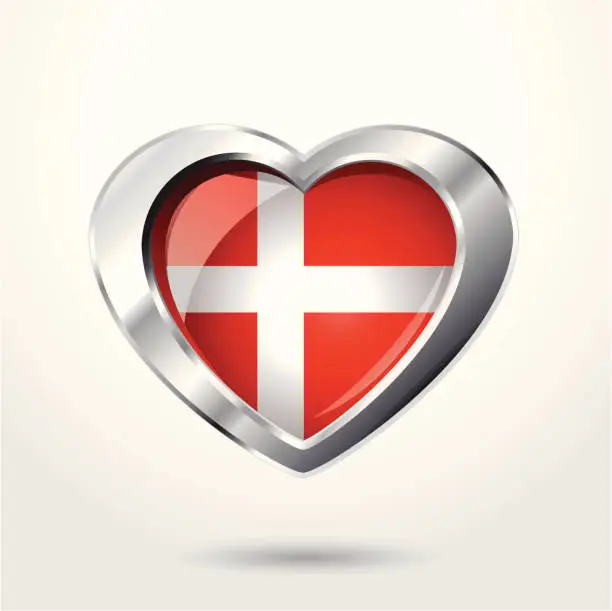 Vector illustration of Denmark flag chrome