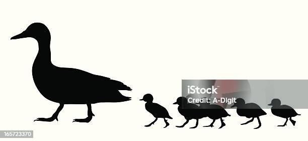 Duckylings Vector Silhouette Stock Illustration - Download Image Now - Duck - Bird, In Silhouette, Following - Moving Activity