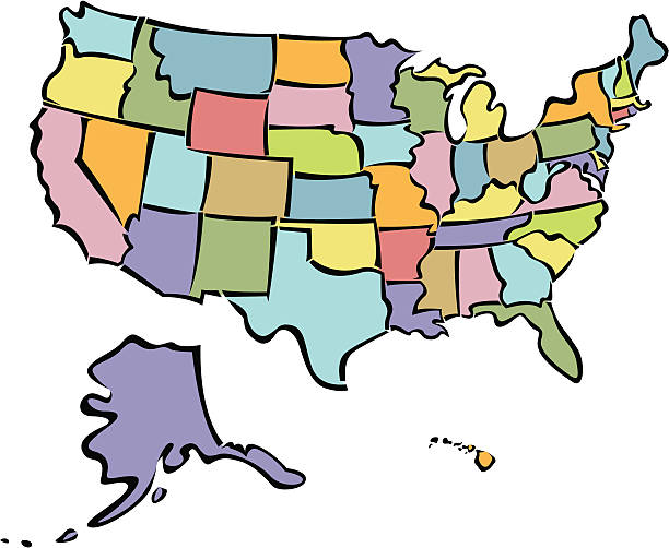 Stylized United States Map Stock Illustration - Download Image Now - Map,  USA, Cartoon - iStock