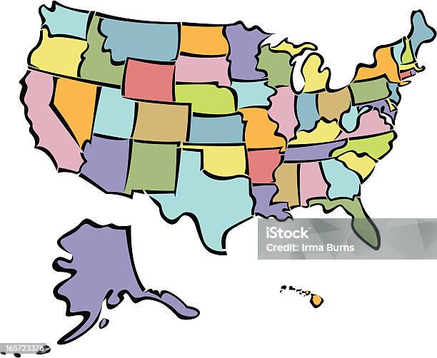Stylized United States Map Stock Illustration - Download Image Now - Map, USA, Cartoon
