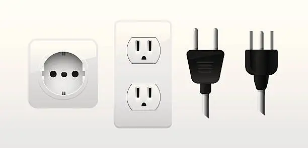 Vector illustration of Power cords and outlets