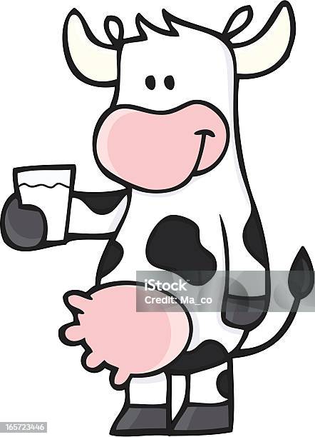 Cow With A Glas Of Milk Stock Illustration - Download Image Now - Milk, Domestic Cattle, Cow