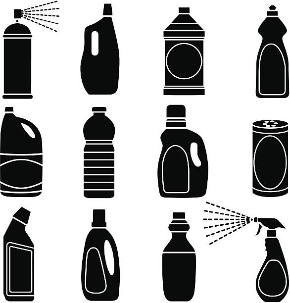 bildbanksillustrationer, clip art samt tecknat material och ikoner med cleaning supplies - diskmedel